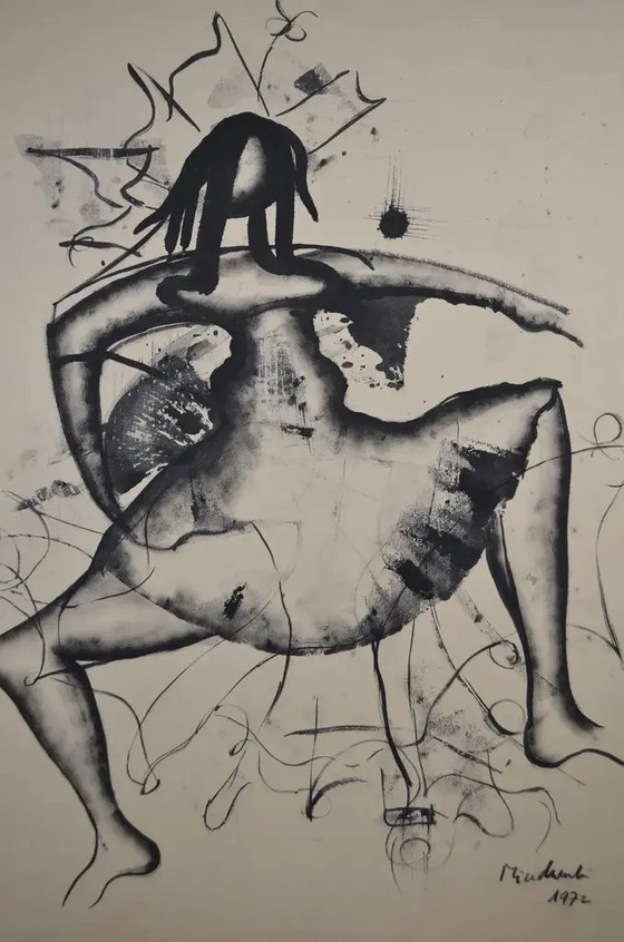 László Mindszenti Inchiostro su carta, montato su cartone, firmato e datato 1972 – Dipinti e disegni, Paper (photo 3 of 12)