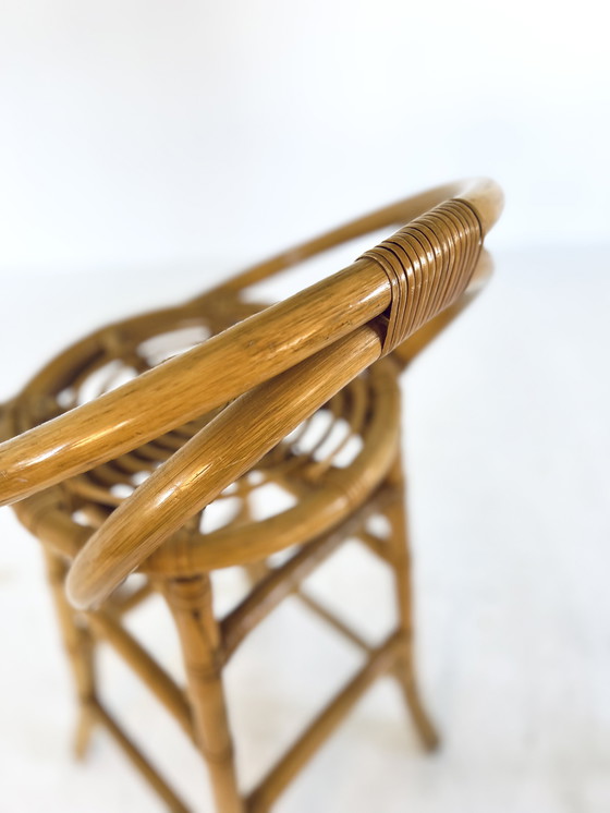 Image 1 of 3x Vintage Rattan Barstool '60