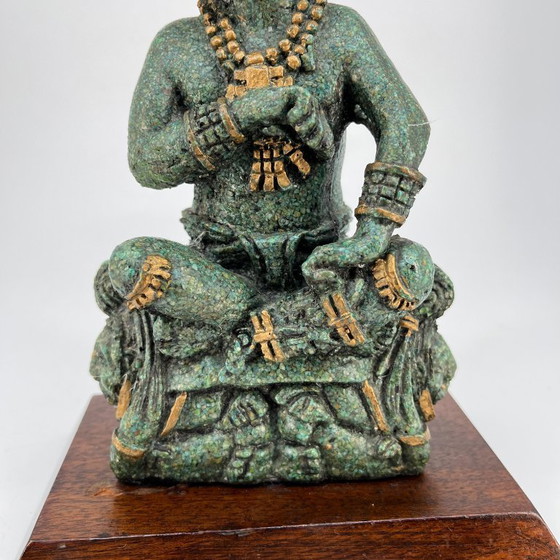 Image 1 of Vintage sculptuur in pre-Columbiaanse stijl – malachietlook (Midden 20e eeuw)