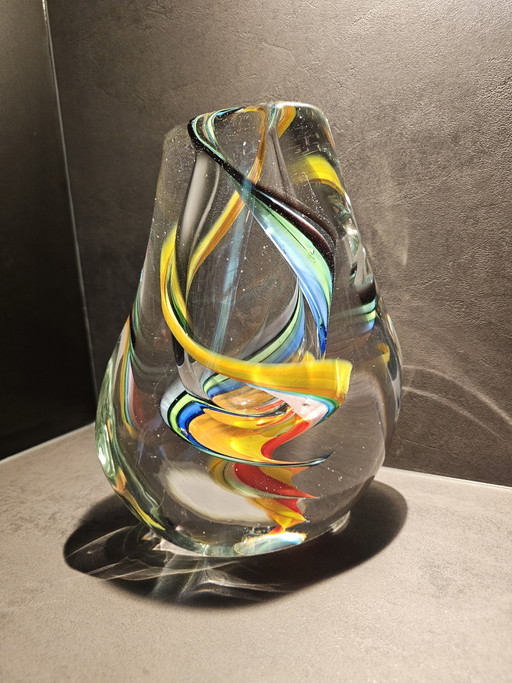 Bijzondere zware vintage art-glass vaas – Murano stijl – 4 à 5 kg