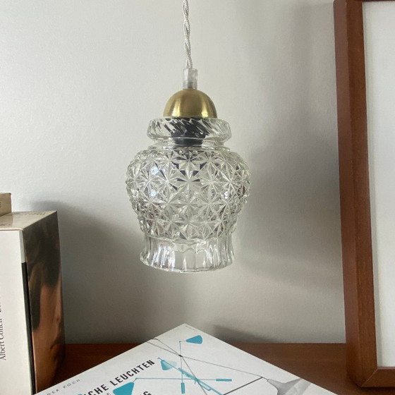 Image 1 of Lámpara portátil antigua de globo en vidrio transparente