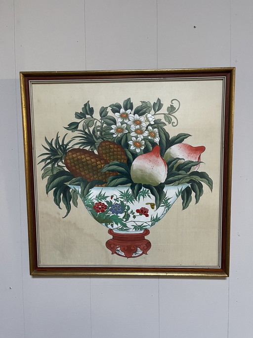 Set aus 2 klassischen chinesischen Stillleben. – kunst, Wood, Canvas (photo 2 of 5)