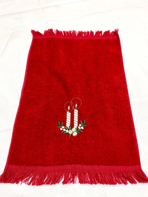 Image 1 of 2x asciugamani per ospiti Vintage Cannon Natale (prodotti negli USA)