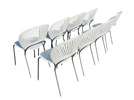 Image 1 of Set Van 8 Nanna Ditzel Stoelen “Trinidad” Voor Fredericia, Denemarken