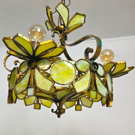 Lombard rare Italian sculptural chandelier mid-century 60s Murano wrought iron – Longobard, Murano Glass (photo 11 of 12)