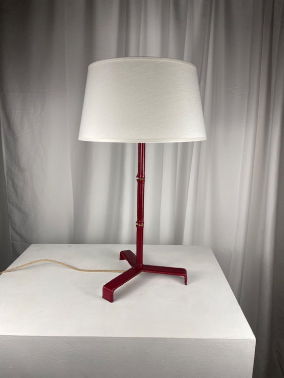 Image 1 of Adnet statieflamp met lederen bekleding