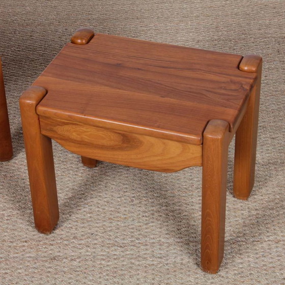 Image 1 of Pair of solid elm bedside tables dating from the 1980s