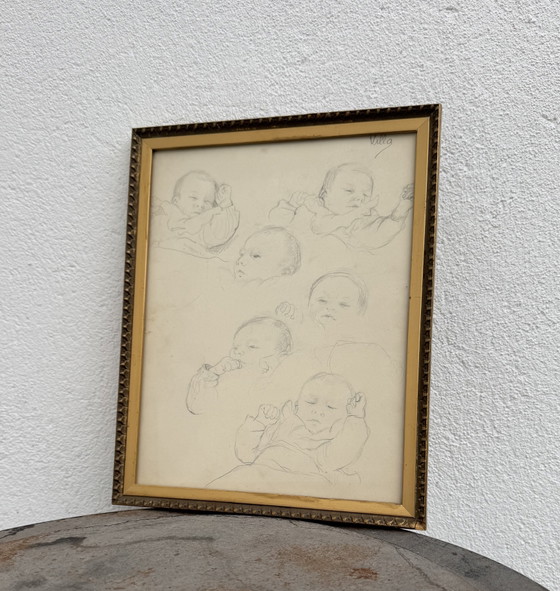 Tekening Studie van Baby Georges Villa – Schilderijen & Tekeningen, Paper (photo 2 of 12)