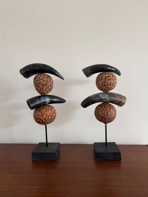 Rare Buffalo Horn Sculptures