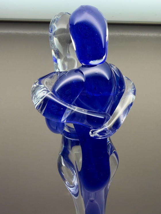 Grote Murano glazen sculptuur “Lovers / Amanti” – blauw & helder – 41,7 cm – Decoratieve objecten, Glass (photo 4 of 15)