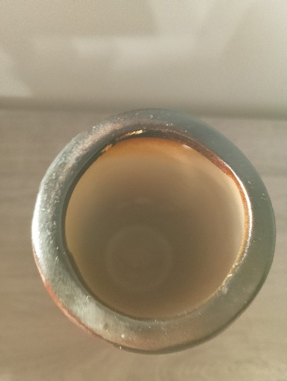 Image 1 of 30cm cylindrical vase attributed to the Montjoye Legras crystal factory, enameled jewel and gold, flat ground neck