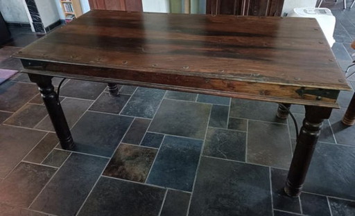Colonial dining table with chairs.