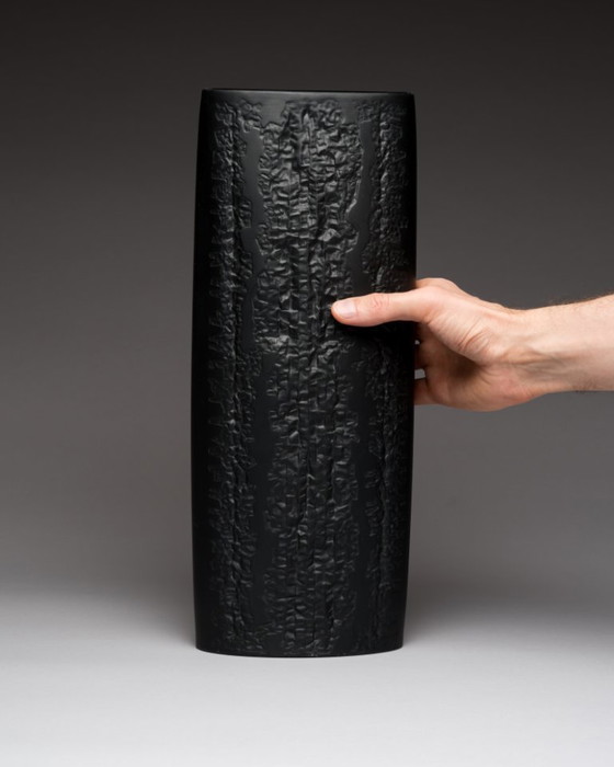 Image 1 of Zeldzame Martin Freyer Rosenthal Bisque Porcelaine Noire Vaas Duo Brutalist Op-Art