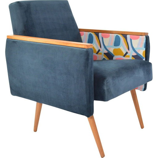 Poltrona vintage quadrata Matisse blu 1960