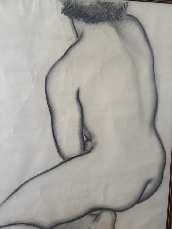 Image 1 of Large Nude Charcoal Painting André Jaoul