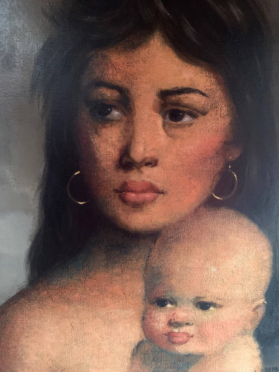 A. van BELLEGHEM ( ) "Mother and child". – Paintings & Drawings, Canvas (photo 3 of 7)