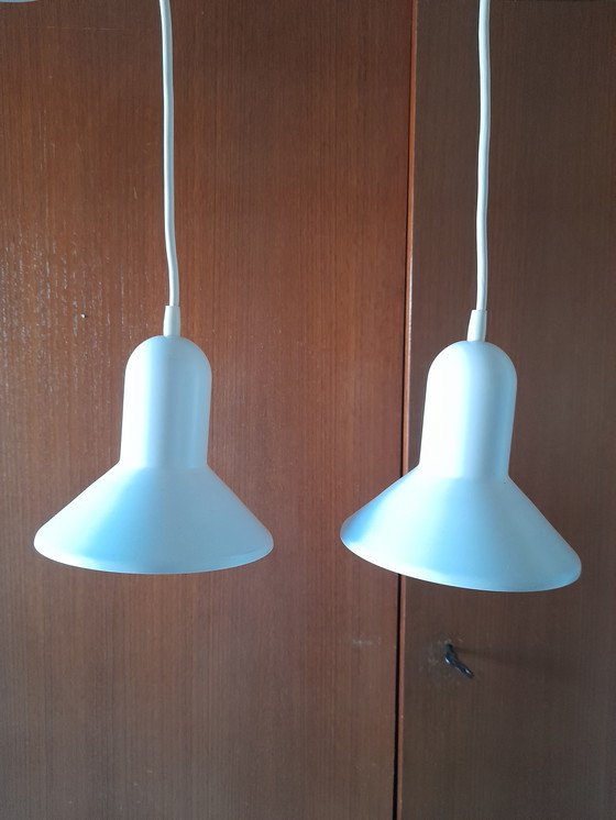 Image 1 of Coppia di lampade a sospensione Claus Bonderup degli anni '80 di Danish Confetti
