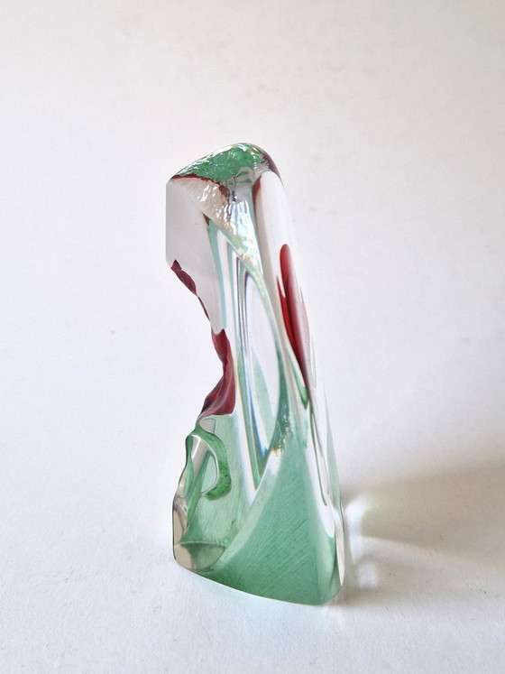Mats Jonasson Suède - Sculpture en verre avec rose - Signée – Sculptures en verre, Glass (photo 4 of 5)