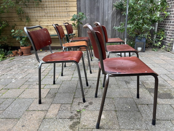 Set von 6 Gispen Stühlen – Esszimmerstühle, Wood, Metal (photo 10 of 10)