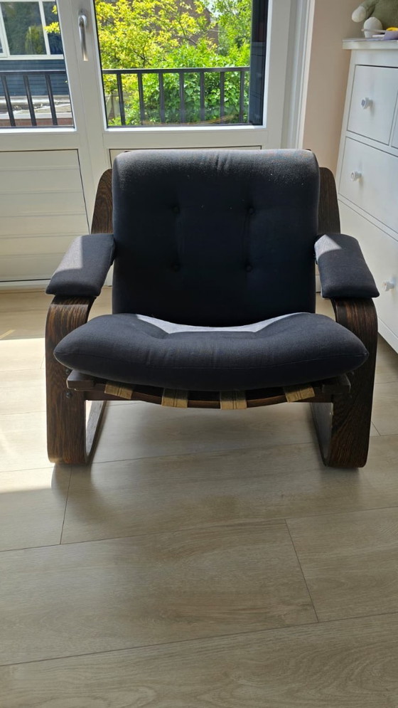 Image 1 of Scandinavian wenge plywood pair of armchairs 1970