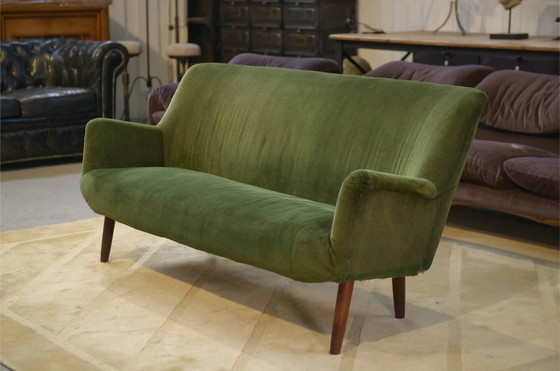 Green velvet canapé 1960s – 3-5 seaters, Scandinavian (photo 6 of 15)