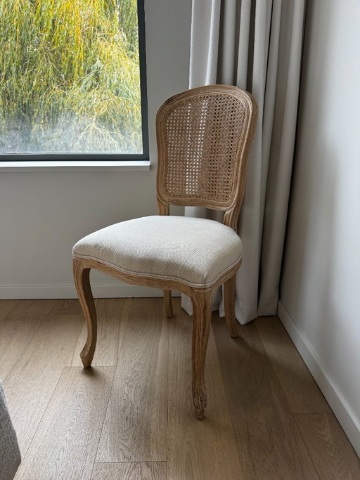 Eetkamerstoel hout met linnen afwerking
