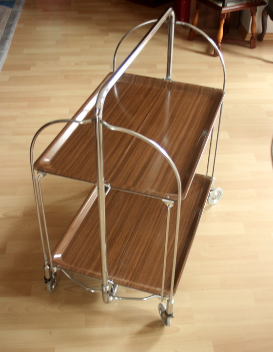 Image 1 of Theetrolley Serveerwagen uit de jaren 1970 - Vintage - Inklapbaar