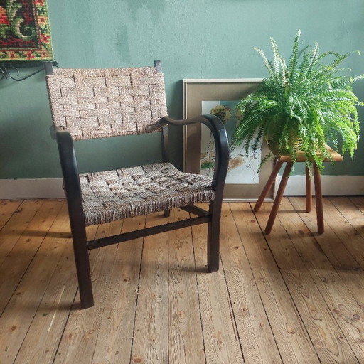 Vintage Bauhaus Design Lounge Sessel mit Papercord – Erich Dieckmann Stil