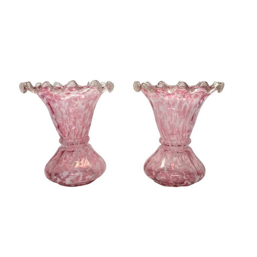 Set di 2 vasi Clichy Art Nouveau rosa
