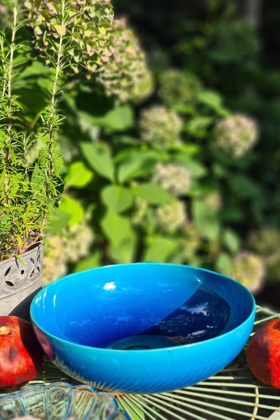 Image 1 of 1x Carl-Harry Stalhåne per Rörstrand, bellissima ciotola smaltata all'uovo blu