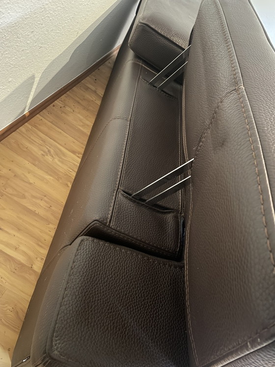 Roche Bobois | Designer leather sofa | Dark brown genuine leather | 220 cm – 3-5 seaters (photo 4 of 5)