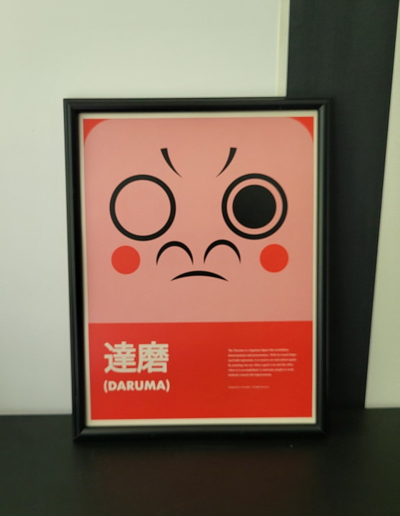 Image 1 of Estampa japonesa original de la figura de Daruma simboliza la perseverancia.