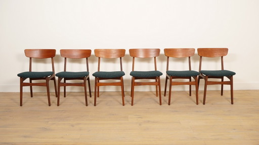 6 x sedie da pranzo | Schiønning & Elgaard | Teak | Rivestite