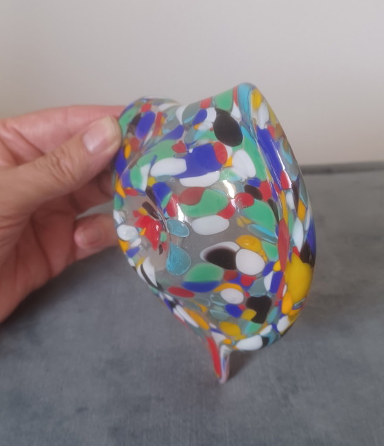 Image 1 of Plato de cristal de Murano con efecto salpicado de confeti, década de 1960.