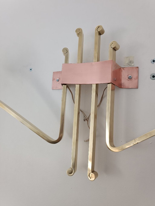 Important Arlus Lunel style wall light, 1960s