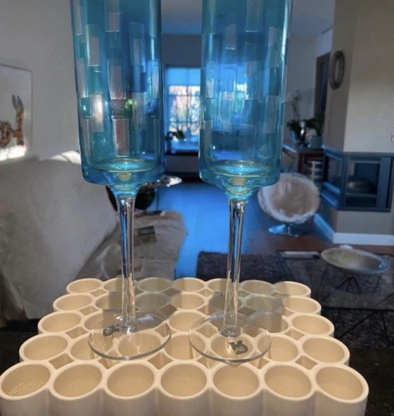 2 flûte da champagne / bicchieri da acqua-vino Art Déco – Bicchieri e caraffe, Vetro (photo 4 of 6)