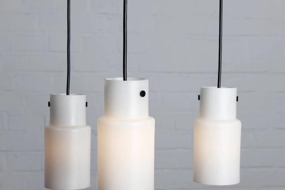 Drieflammige Deense plafondlamp teak vintage – Hanglampen, Wood, Glass, Scandinavian (photo 4 of 13)