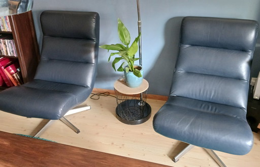 2 sedie girevoli in pelle