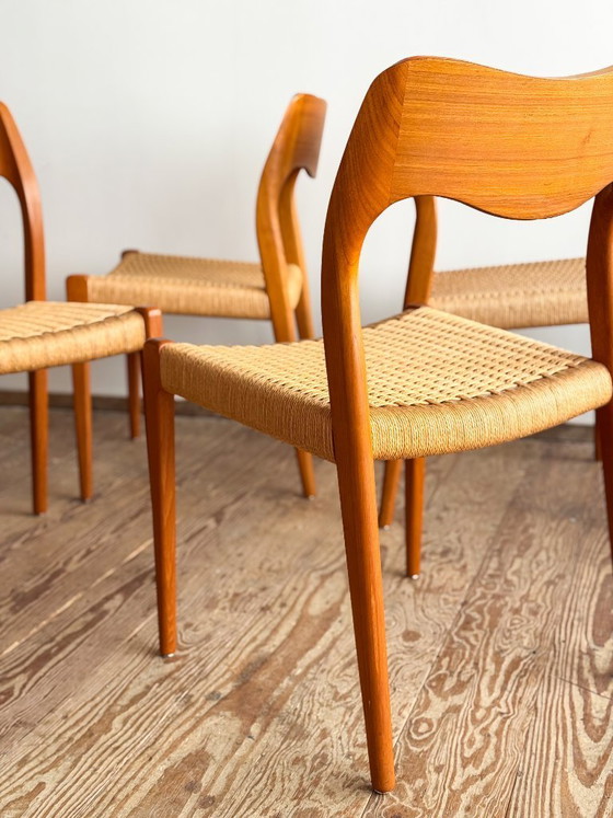 Image 1 of Set van 6 teakhouten eetkamerstoelen van Niels O. Møller voor J.L. Moller, model 71