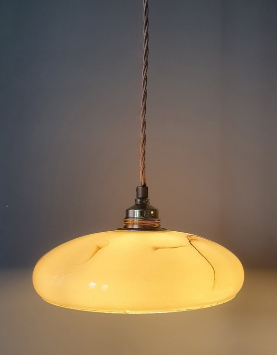Image 1 of Set di lampade a sospensione vintage in opalino marmorizzato (chiamato anche effetto tartaruga)