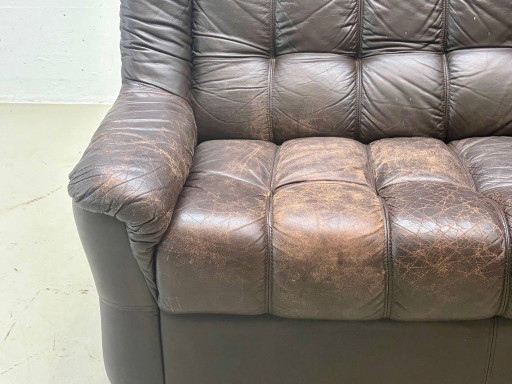 Vintage leather sofa, 1970s – 2 zitsbanken (photo 2 of 13)