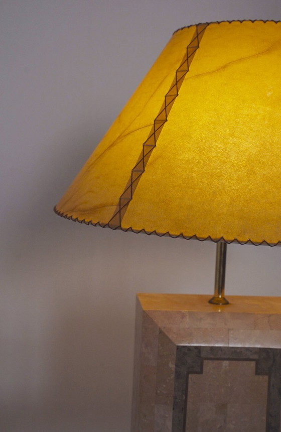 Image 1 of Vintage Marble Table Lamp Italian Art Deco Stone Lamp Geometric Marble Lighting Mid Century Modern Accent Lamp