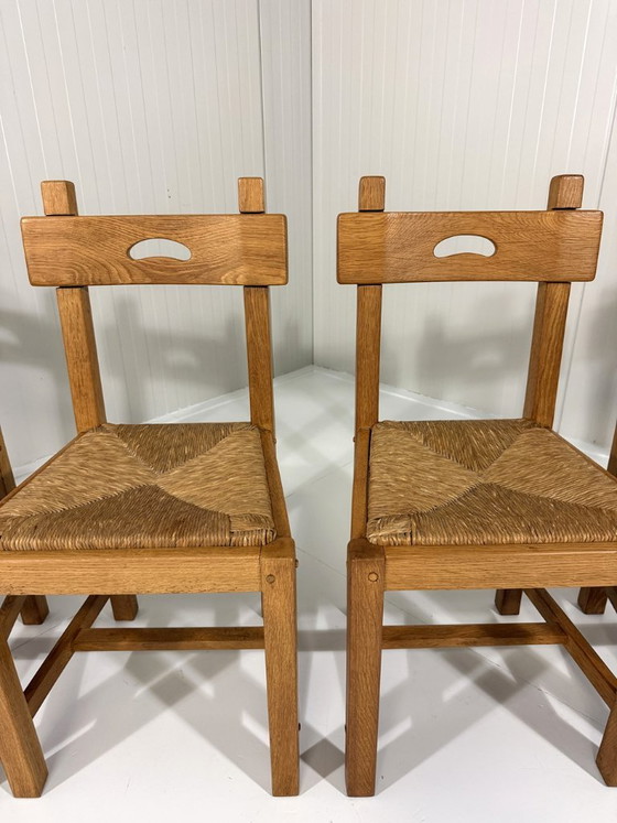 6 X Rustieke Blonde Eiken Eetkamerstoelen 1960's – Wicker (photo 6 of 22)