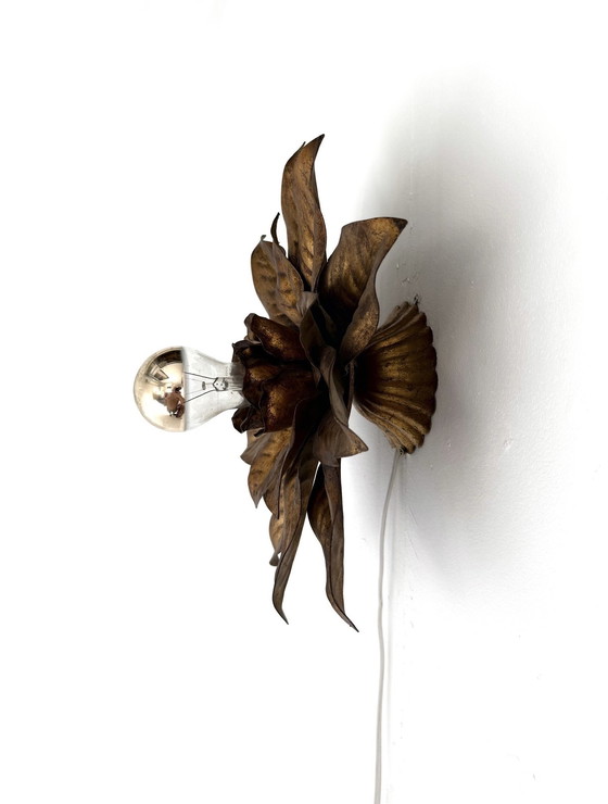 Image 1 of Vintage gilded floral wall lamp, Hans Kögl '60