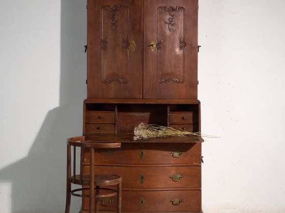 Antico scrittoio-libreria in rovere – Europa Centrale, circa 1850 – Scrivanie, Brass, Barok (photo 2 of 40)
