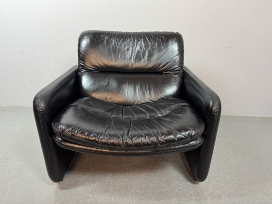 Image 1 of Mid-Century Italian Design Black Leather Lounge Chairs by Titina Ammannati & Giampiero Vitelli for Brunati, Italy, set/2, 1970s