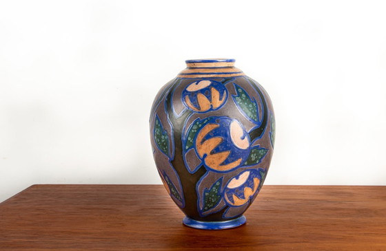 Image 1 of Vaso in ceramica multicolore, periodo Art-Nouveau, manifattura Revernay, 1910 circa.