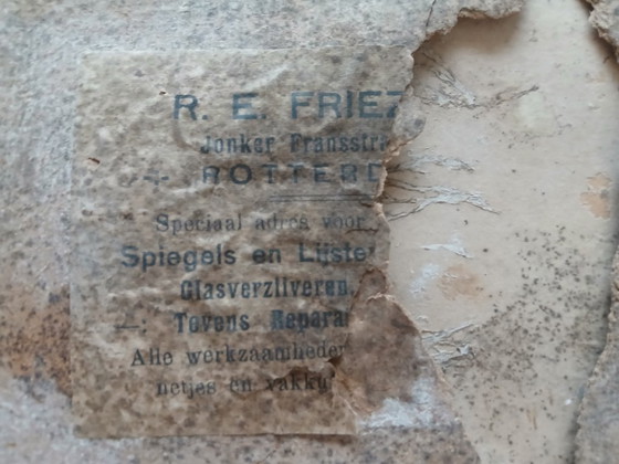 Image 1 of Antiek vogelveer-schilderij