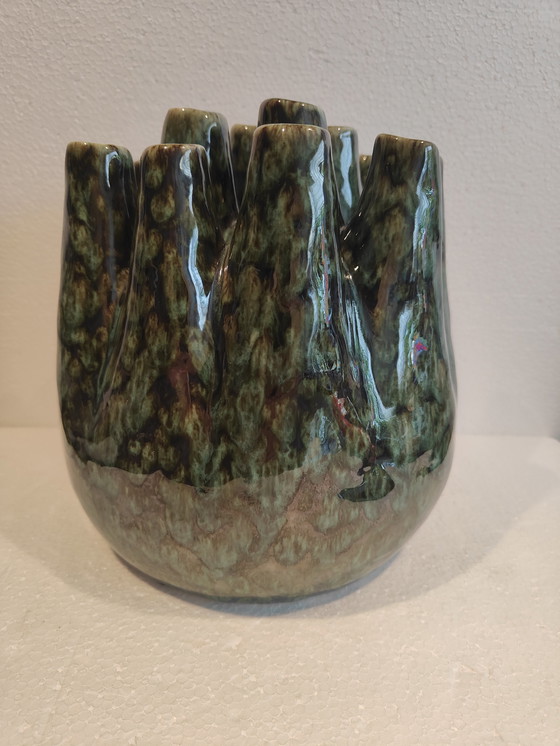 Image 1 of Organic Jarrón bajo tulipán verde grande