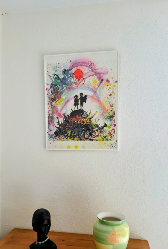 UTOPIA - Kids On Guns Hill - Peinture D'Artiste Sous Verre – Peintures et dessins, Paper (photo 13 of 19)